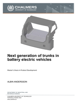 Next Generation of Trunks in Battery Electric Vehicles