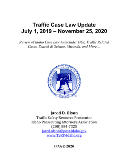 Traffic Case Law Update July 1, 2019 – November 25, 2020