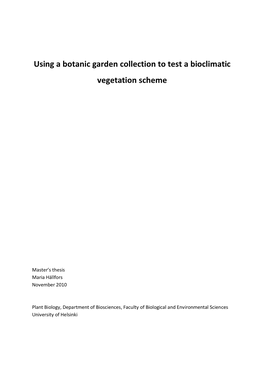 Using a Botanic Garden Collection to Test a Bioclimatic Vegetation Scheme