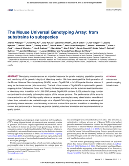 The Mouse Universal Genotyping Array: from Substrains to Subspecies