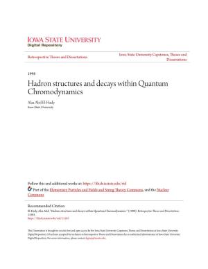Hadron Structures and Decays Within Quantum Chromodynamics Alaa Abd El-Hady Iowa State University