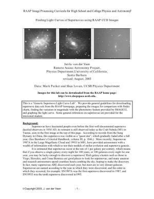RAAP Image Processing Curricula for High School and College Physics and Astronomy1