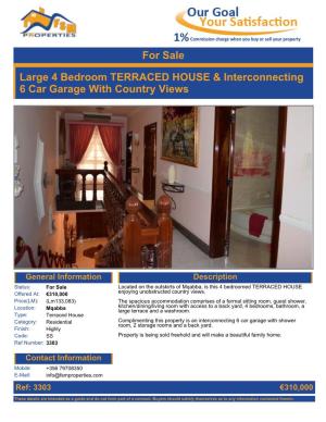 For Sale Large 4 Bedroom TERRACED HOUSE