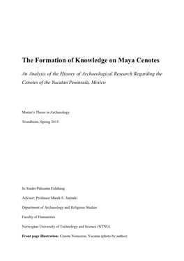 The Formation of Knowledge on Maya Cenotes
