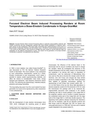 Focused Electron Beam Induced Processing Renders at Room Temperature a Bose-Einstein Condensate in Koops-Granmat