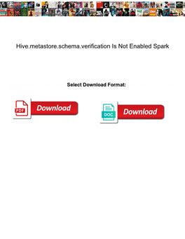 Hive.Metastore.Schema.Verification Is Not Enabled Spark
