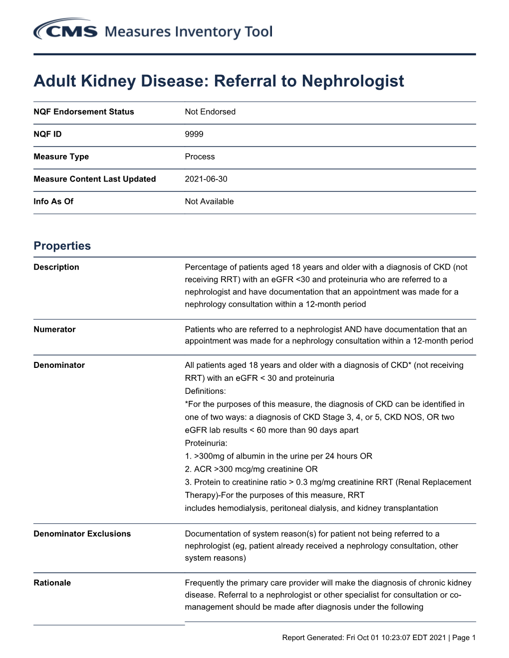 Adult Kidney Disease: Referral to Nephrologist