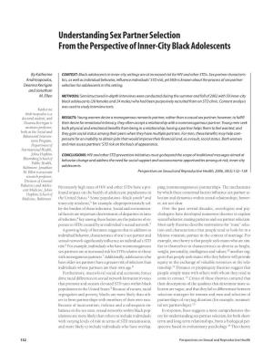 Understanding Sex Partner Selection from the Perspective of Inner-City Black Adolescents