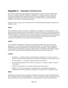 Hepatitis Central.Com 2016 Was an Amazing Year for Hepatitis C Drug Progress
