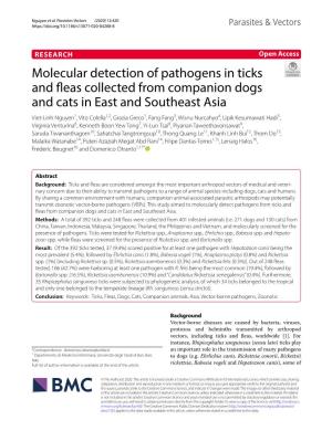 Molecular Detection of Pathogens in Ticks and Fleas Collected From