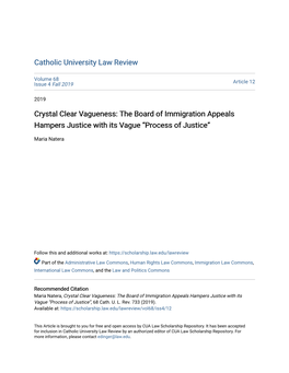 The Board of Immigration Appeals Hampers Justice with Its Vague “Process of Justice”