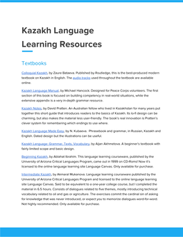 Kazakh Language Learning Resources