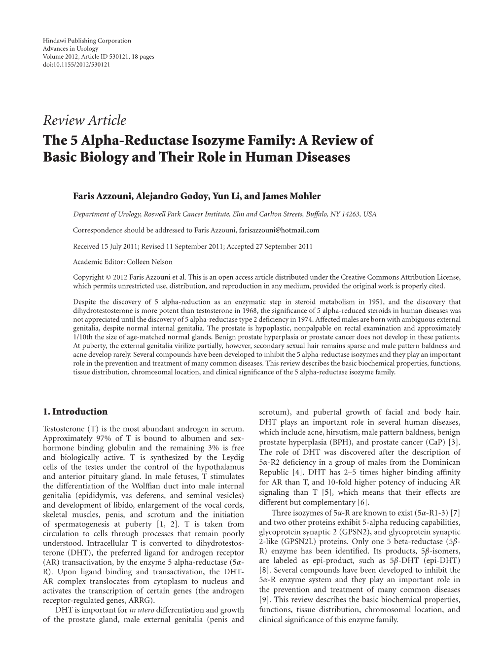 The 5 Alpha-Reductase Isozyme Family: a Review of Basic Biology and Their Role in Human Diseases