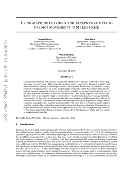 Using Machine Learning and Alternative Data to Predict Movements in Market Risk