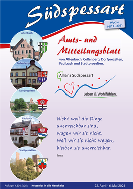 Südspessart Vom 22.04.2021 – Seite 2 Gemeinde Altenbuch Amtlich - Altenbuch Amtlich Amtliches