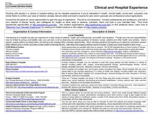 Clinical and Hospital Experience