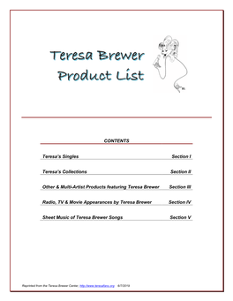 V: Sheet Music of Teresa Brewer