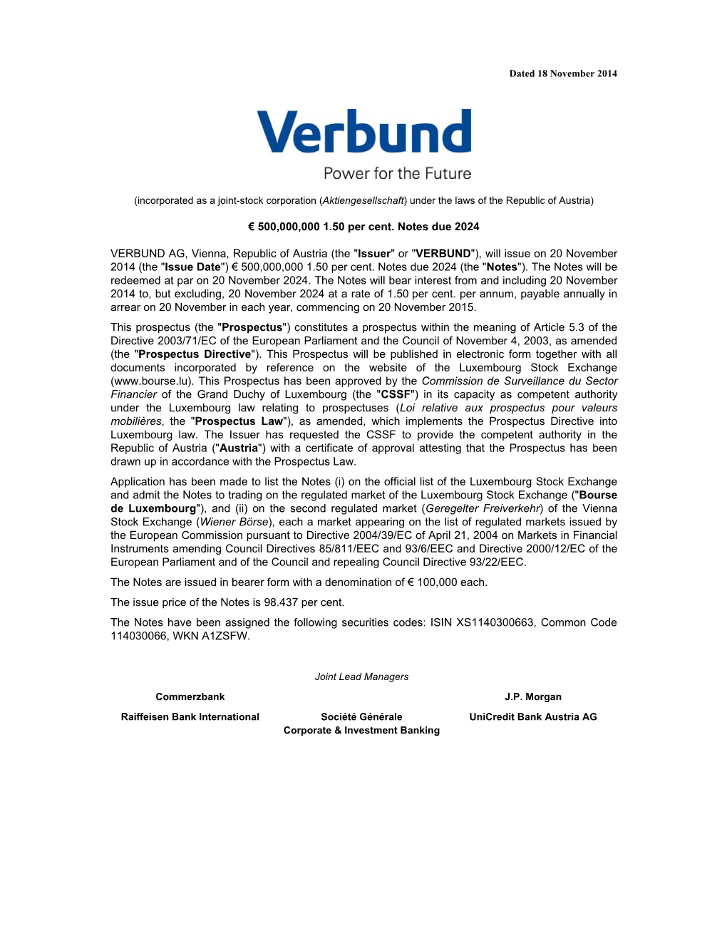 VERBUND AG, Vienna, Republic of Austria (The 