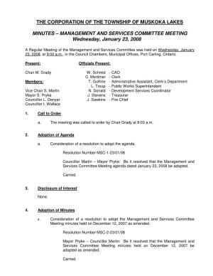 2008 Management and Services Committee Minutes