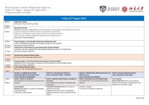 World Literatures and the Global South Conference Friday 23Rd August – Sunday 25Th August 2019 Program Schedule and Maps