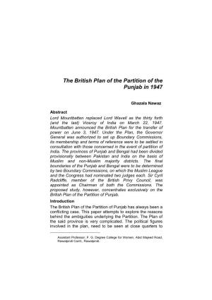 5 the British Plan of the Partition of the Punjab in 1947