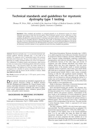 Technical Standards and Guidelines for Myotonic Dystrophy Type 1 Testing Thomas W