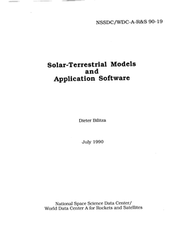 Solar-Terrestrial Models and Application Software