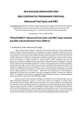 Advanced Fuel Cycle and P&T
