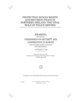 Protecting Human Rights and Securing Peace in Northern Ireland: the Vital Role of Police Reform