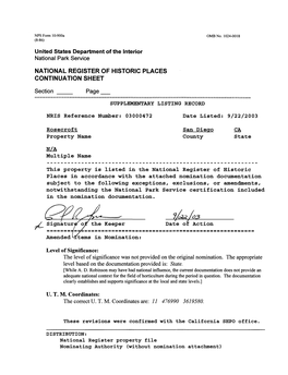 National Register of Historic Places Continuation Sheet