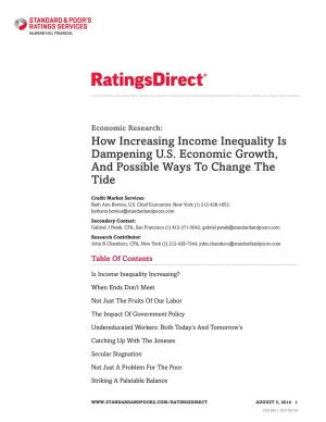 How Increasing Income Inequality Is Dampening U.S. Economic Growth, and Possible Ways to Change the Tide