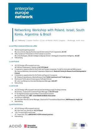 Networking Workshop with Poland, Israel, South Korea, Argentina & Brazil