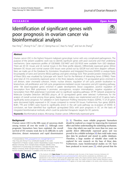 Identification of Significant Genes with Poor Prognosis in Ovarian Cancer Via Bioinformatical Analysis