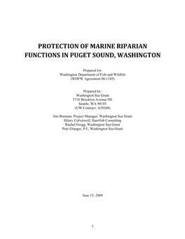Protection of Marine Riparian Functions in Puget Sound, Washington