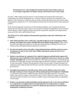 1 Declaration of U.S. and Canadian Environmental and Conservation