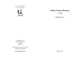 Marie Louise Berneri a Tribute