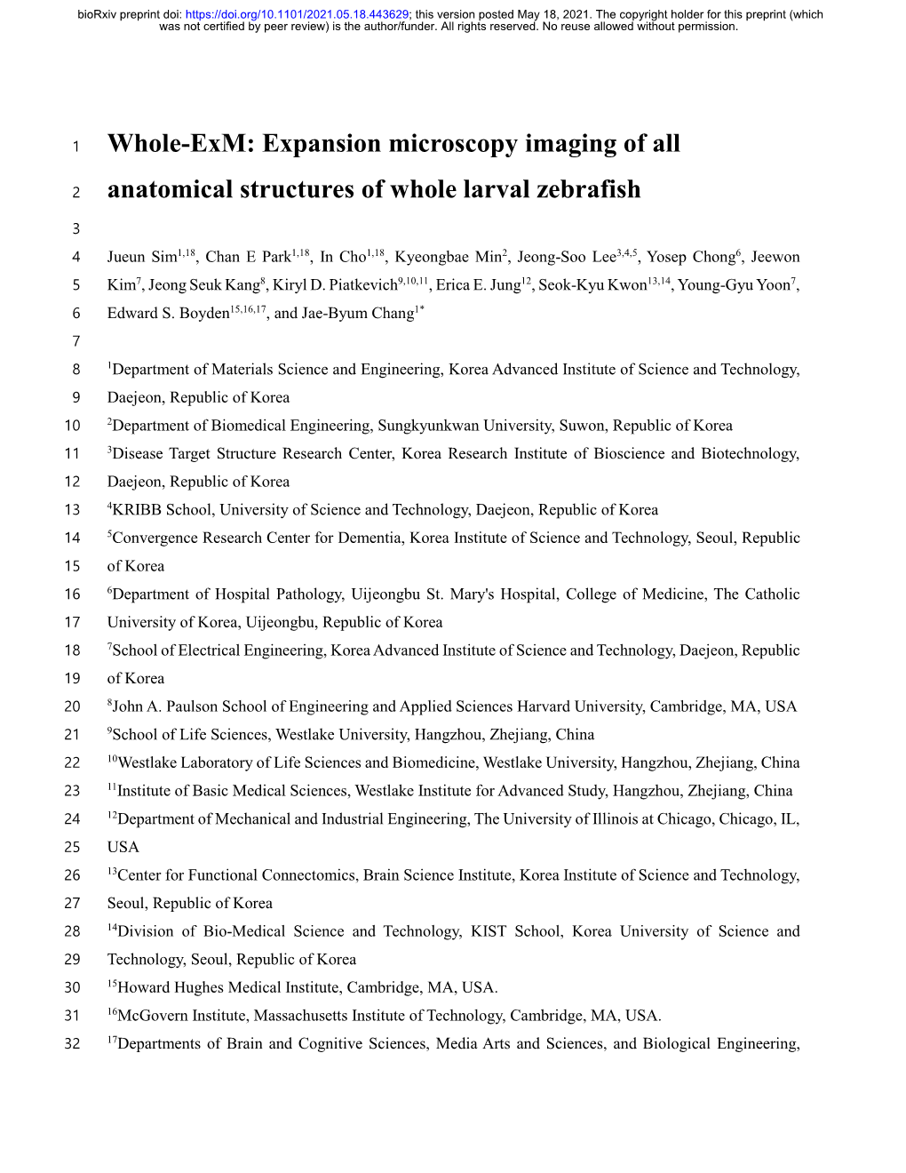 Whole-Exm: Expansion Microscopy Imaging of All Anatomical Structures