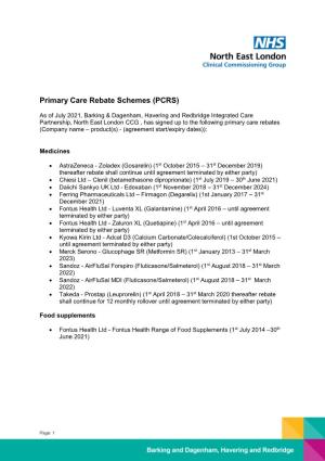 Primary Care Rebate Schemes (PCRS)