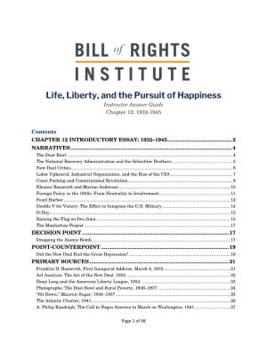 Life, Liberty, and the Pursuit of Happiness Instructor Answer Guide Chapter 12: 1932-1945