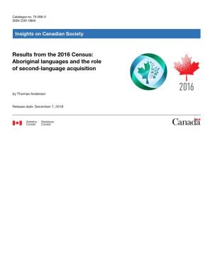 Results from the 2016 Census: Aboriginal Languages and the Role of Second-Language Acquisition