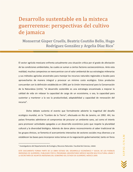 Desarrollo Sustentable En La Mixteca Guerrerense: Perspectivas Del