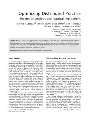 Distributed Practice Theoretical Analysis and Practical Implications
