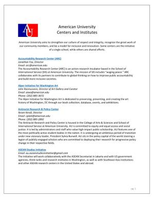 American University Centers and Institutes