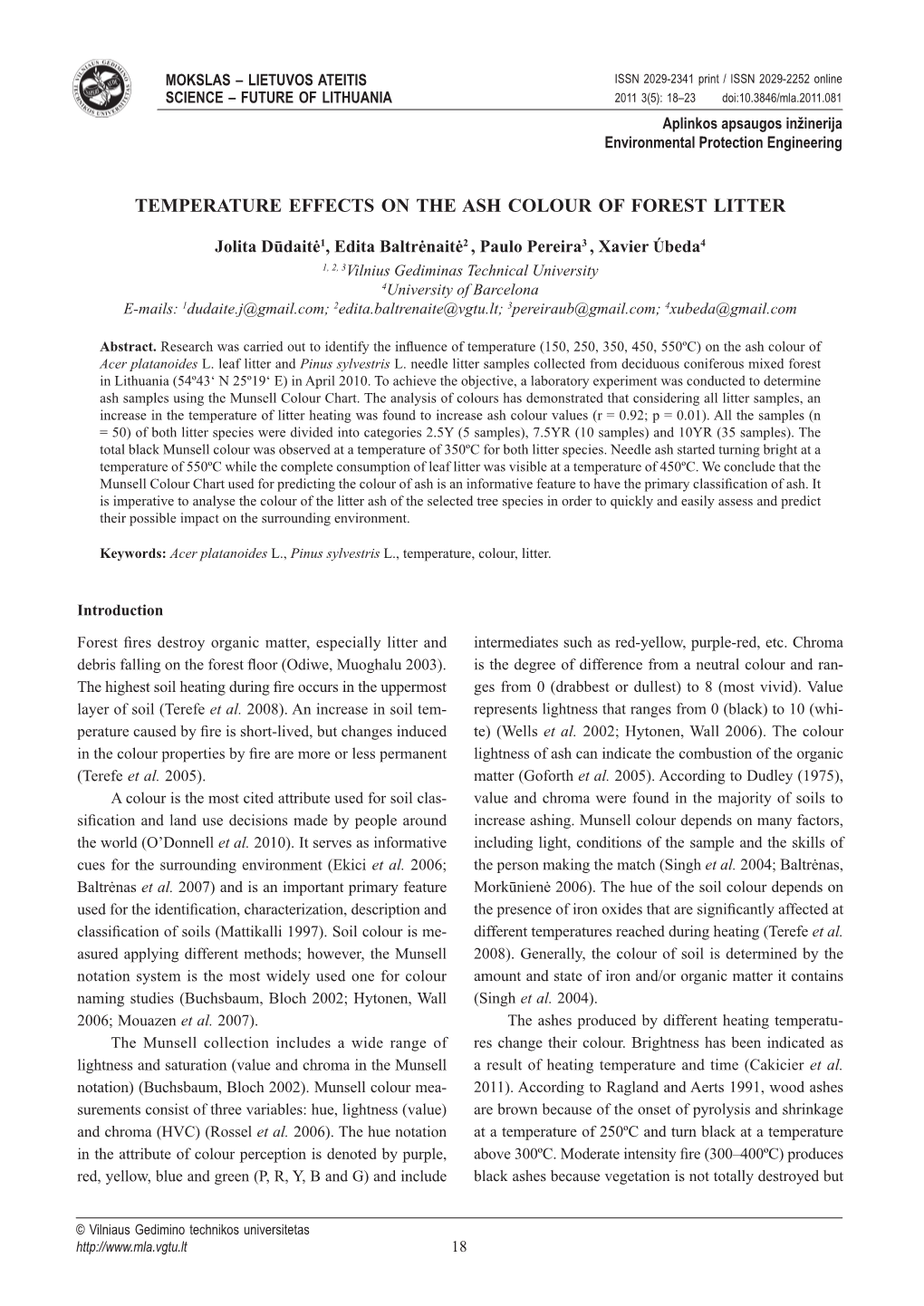 Temperature Effects on the Ash Colour of Forest Litter