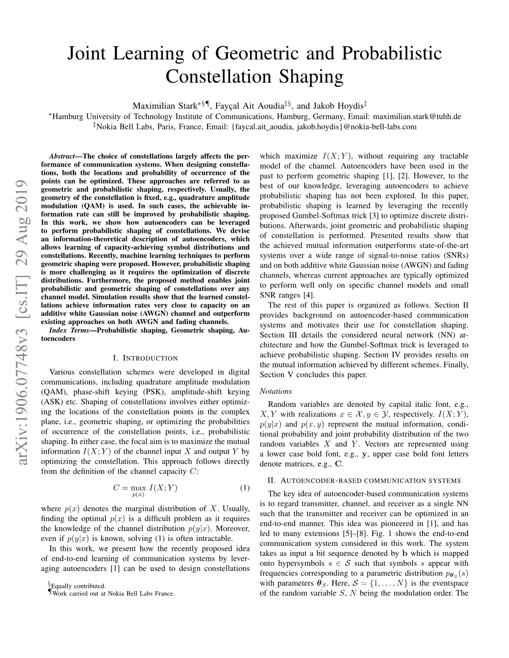 Joint Learning of Geometric and Probabilistic Constellation Shaping