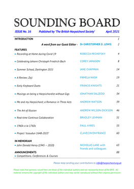 'The British Harpsichord Society' April 2021