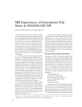 SRI Experience of Association Tefy Saina in MADAGASCAR
