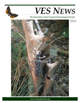 VES NEWS the Newsletter of the Vermont Entomological Society