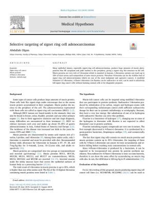 Selective Targeting of Signet Ring Cell Adenocarcinomas T Abdullah Olgun