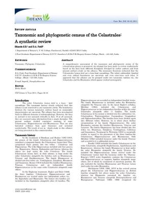 Taxonomic and Phylogenetic Census of the Celastrales: a Synthetic Review Shisode S.B.1 and D.A